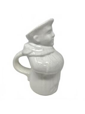 Vintage California Pottery Monk Pitcher #179 – White Porcelain – 8.5"